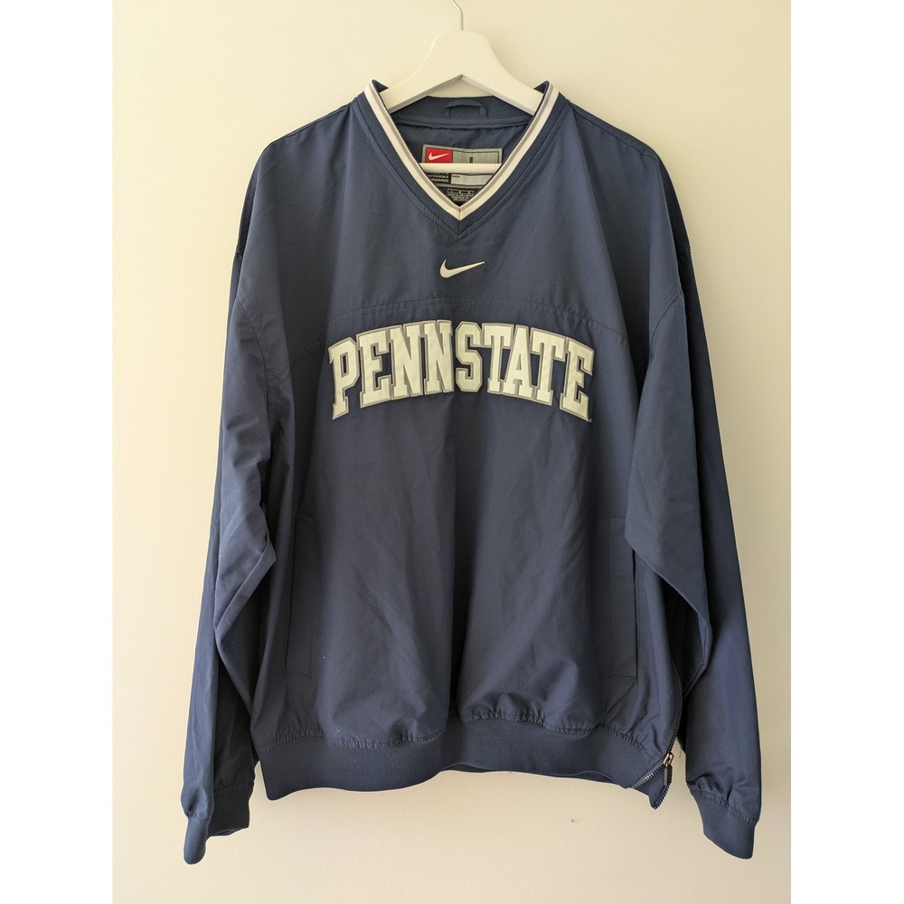 Vintage 90s Nike Penn State Pullover Windbreaker Jacket Center Swoosh Navy L